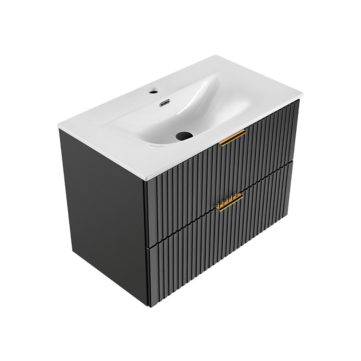 WASCHTISCH 80.2cm Adriel Mattschwarz - Schwarz, Holzwerkstoff (80.2/57/46cm) - Petits-meubles