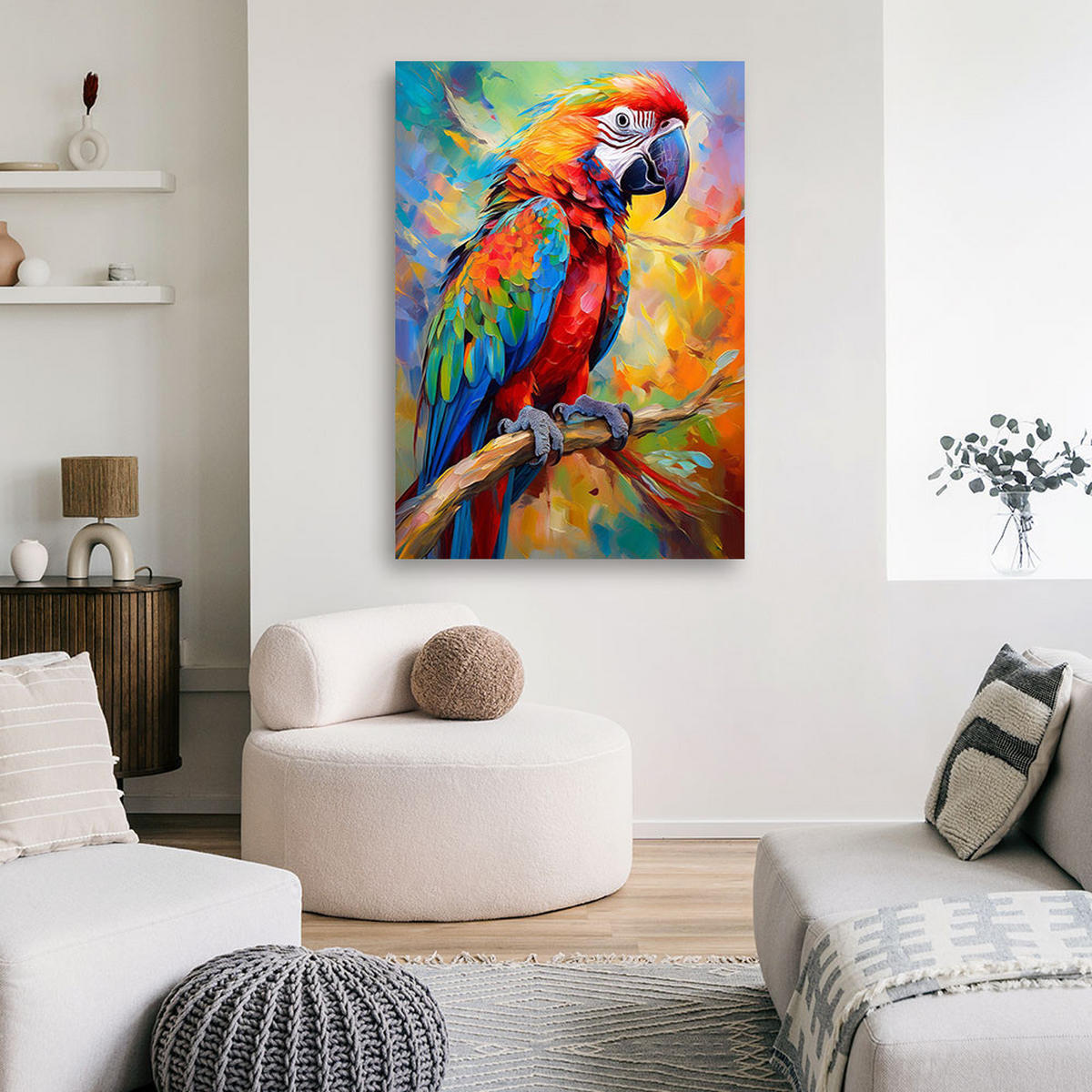 WANDBILD papagei abstrakte tiere - Multicolor, Textil (40/60cm) - Feeby