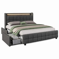 BETT mit USB und LED 140x200 cm Grau mit 4 Schubladen - Grau, Holz (140/200cm) - Meubliv