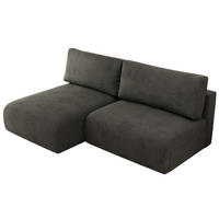 ECKSCHLAFSOFA VIVO L Dunkelgrau Velvet - links - Dunkelgrau/Schwarz, Kunststoff/Textil (223/150cm) - MKS