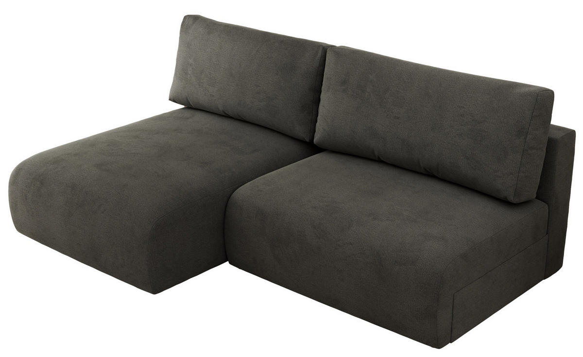 ECKSCHLAFSOFA VIVO L Dunkelgrau Velvet - links - Dunkelgrau/Schwarz, Kunststoff/Textil (223/150cm) - MKS