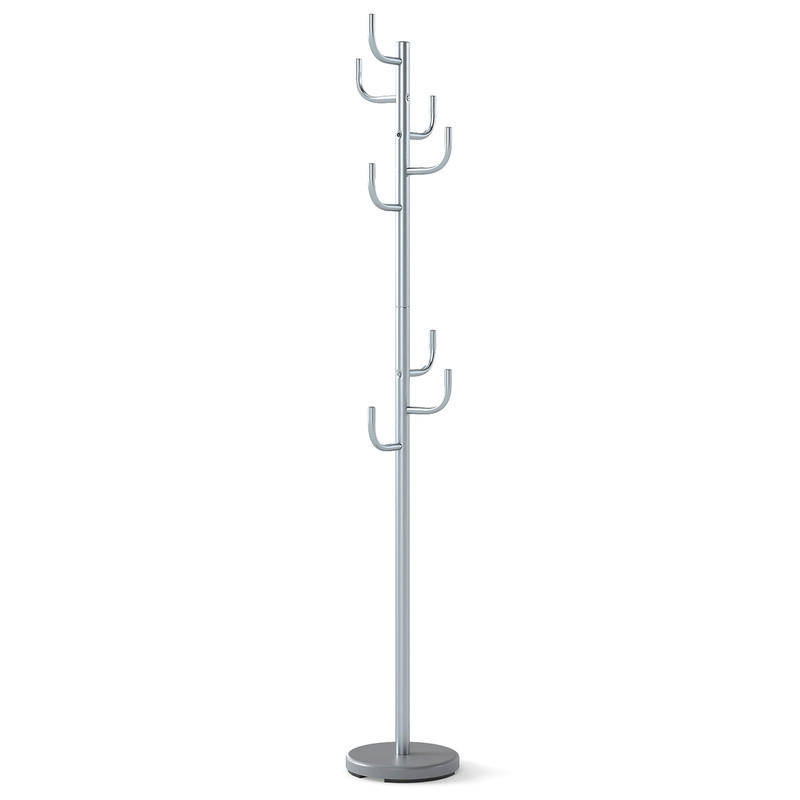 GARDEROBENSTÄNDER mit 8 Haken silber - Silberfarben, Metall (27/119/27cm) - COSTWAY