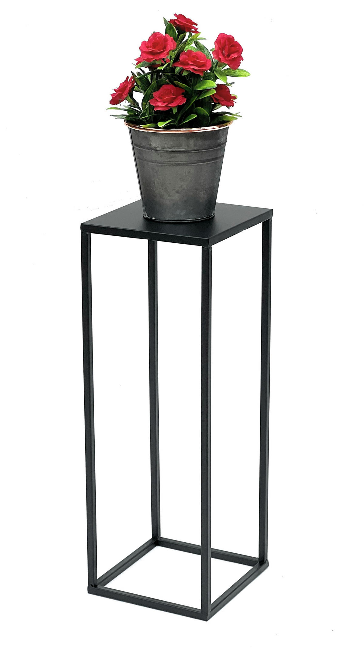 BLUMENHOCKER Metall Schwarz Eckig 50 cm 96315 S  - Schwarz, Metall (18/50/18cm) - DanDiBo