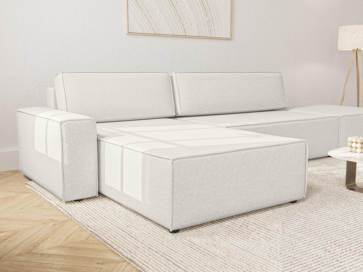 ECKSOFA Lummo La mit Schlaffunktion, Cremeweiß - Weiß, Textil (363/185cm) - Fedve