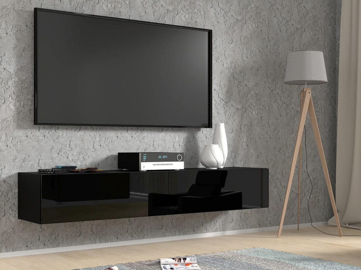 TV LOWBOARD Schwarz Hochglanz 180/30/40 - Schwarz Hochglanz, Holzwerkstoff (180/30/40cm) - RAUMHIRSCH FURNITURE