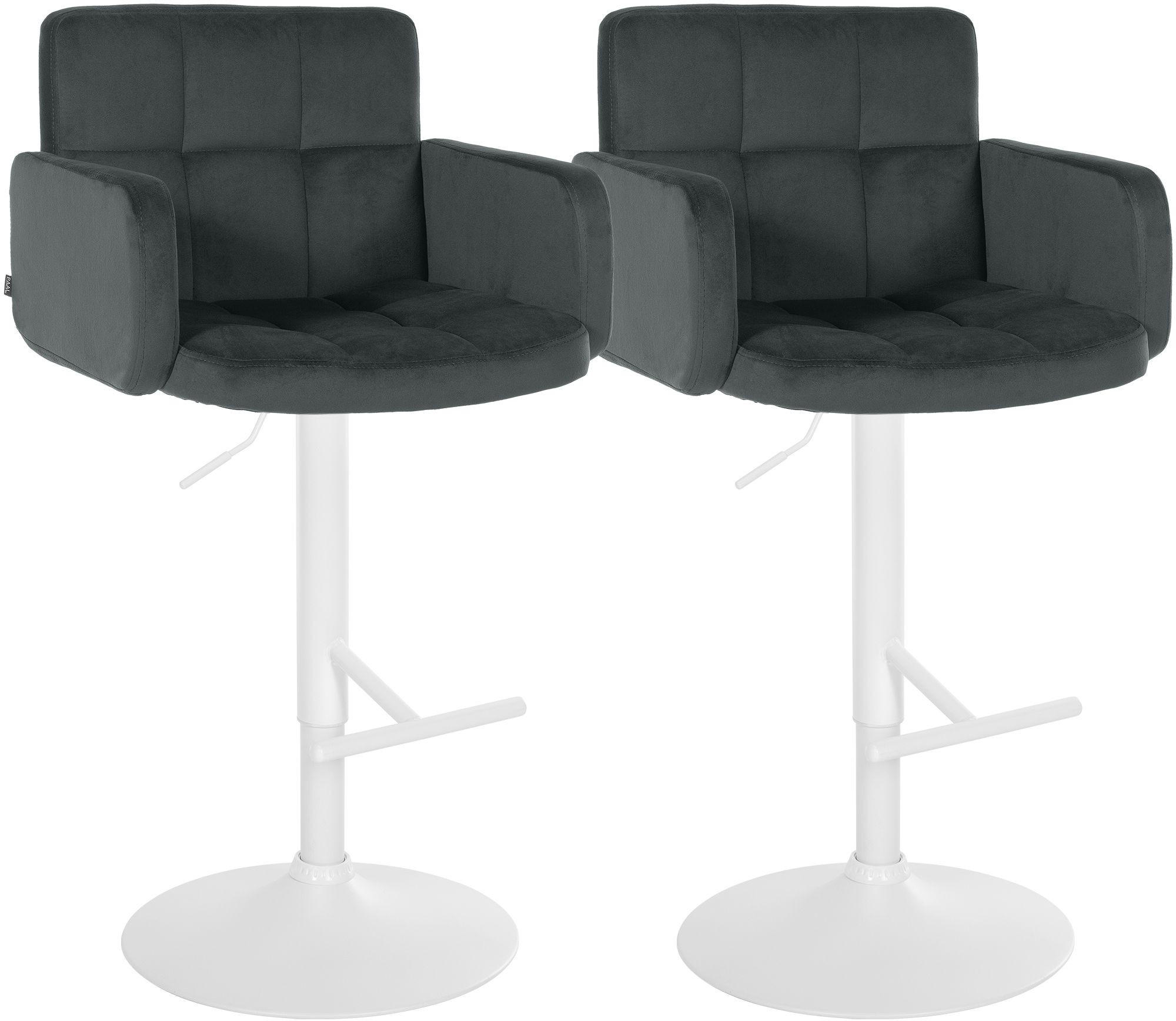 BARHOCKER 2 Samt Dunkelgrau - Dunkelgrau/Weiß, Textil/Metall (60/93/56cm) - CLP