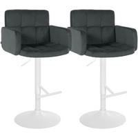 BARHOCKER 2 Samt Dunkelgrau - Dunkelgrau/Weiß, Textil/Metall (60/93/56cm) - CLP