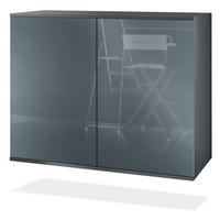 KOMMODE Skadu Grau Hochglanz - Grau, Holzwerkstoff (92.5/73.5/35cm) - Vladon