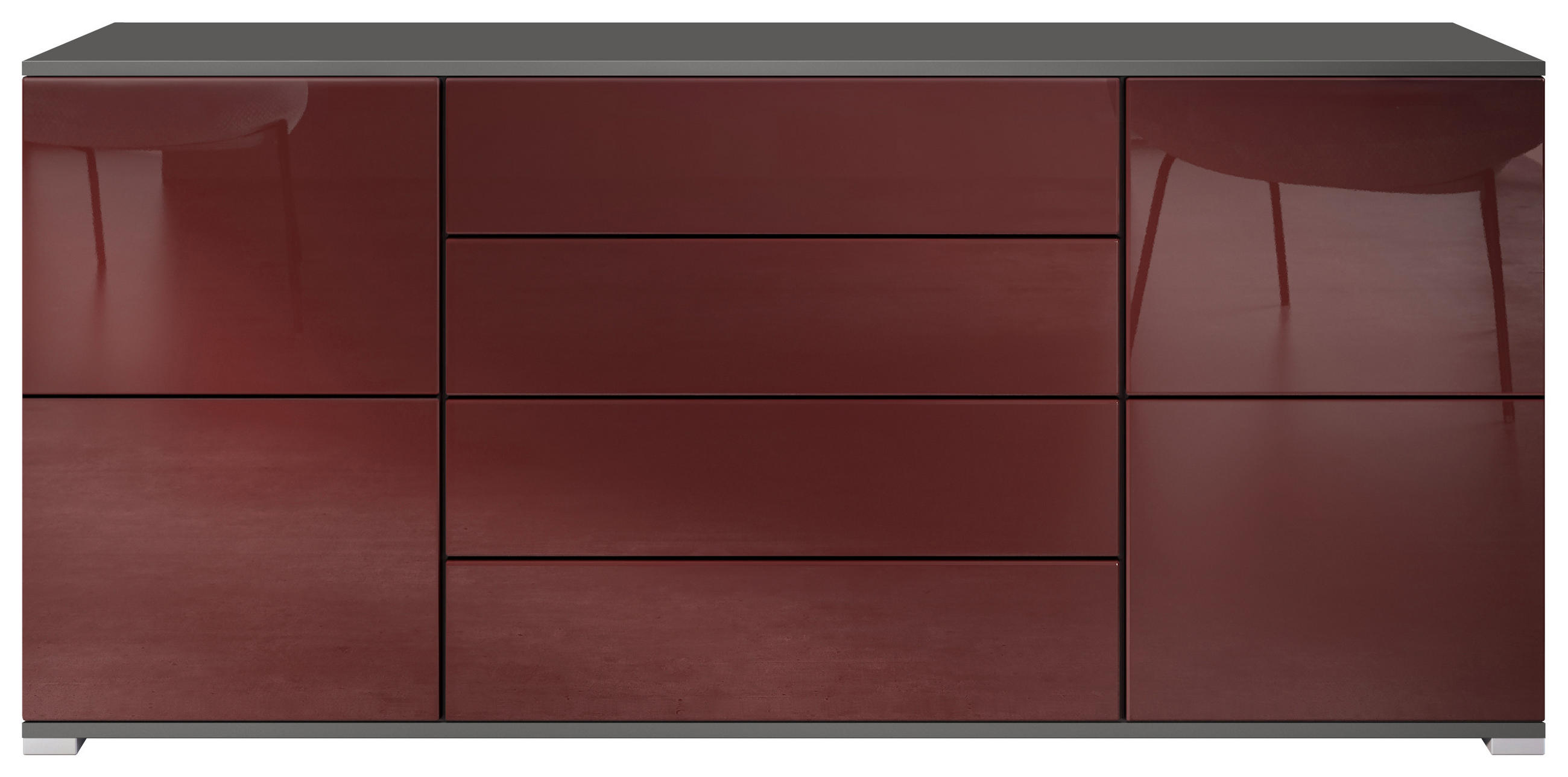 SIDEBOARD Rova Bordeaux Hochglanz - Bordeaux, Holzwerkstoff (166.5/75.5/35cm) - Vladon