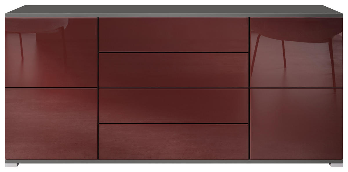 SIDEBOARD Rova Bordeaux Hochglanz - Bordeaux, Holzwerkstoff (166.5/75.5/35cm) - Vladon
