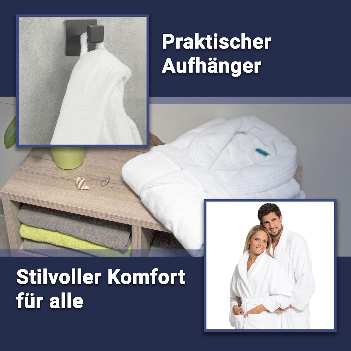 BADEMANTEL, XXL, 50% Polyester, 50% Baumwolle, Weiß - Weiß, Textil (XXLcm) - Zollner