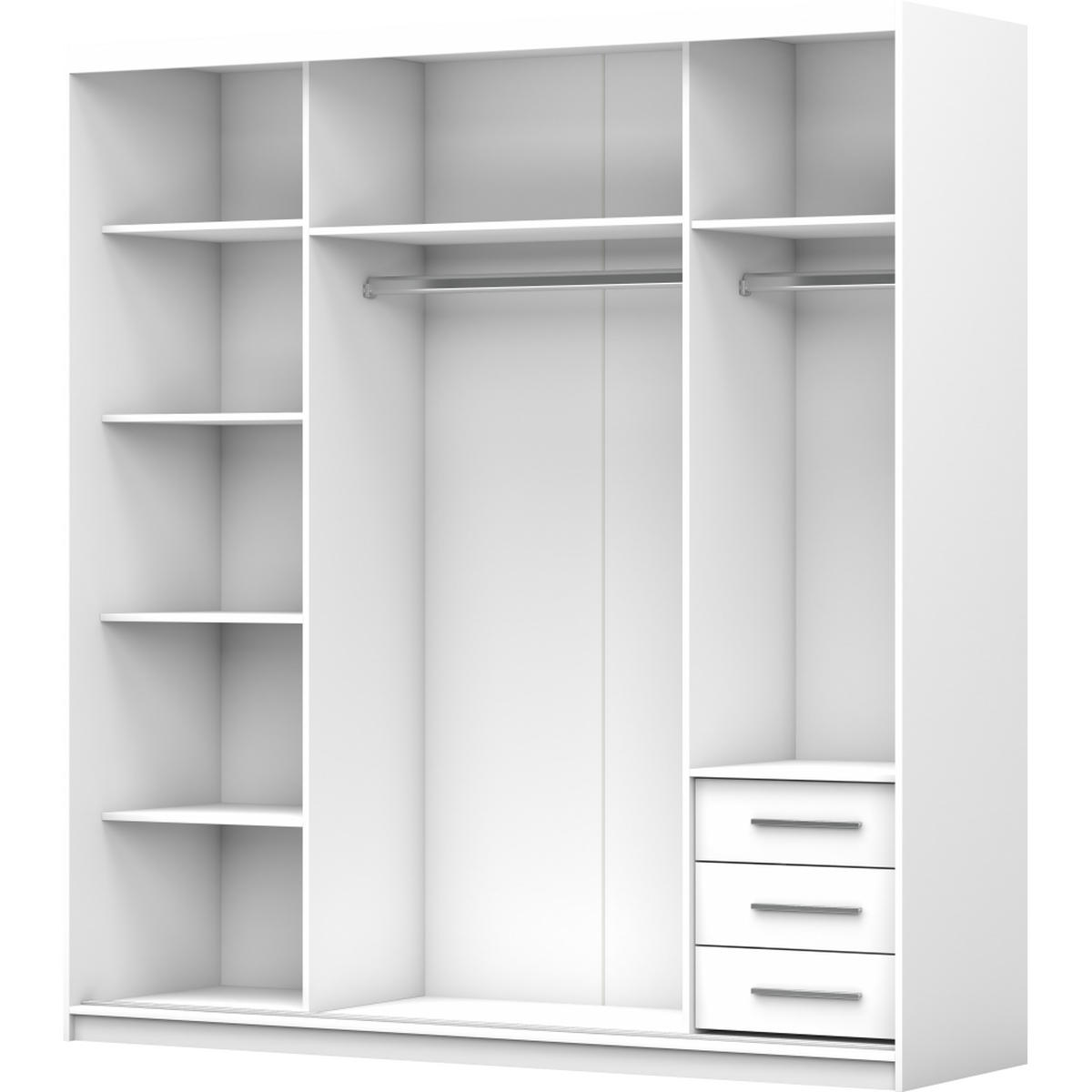 SCHWEBETÜRENSCHRANK 203/218/61cm 2-türig Pola 35 Weiß,Weiß Semigloss - Alufarben/Weiß, Glas/Holzwerkstoff (203/218/61cm) - imoebel24