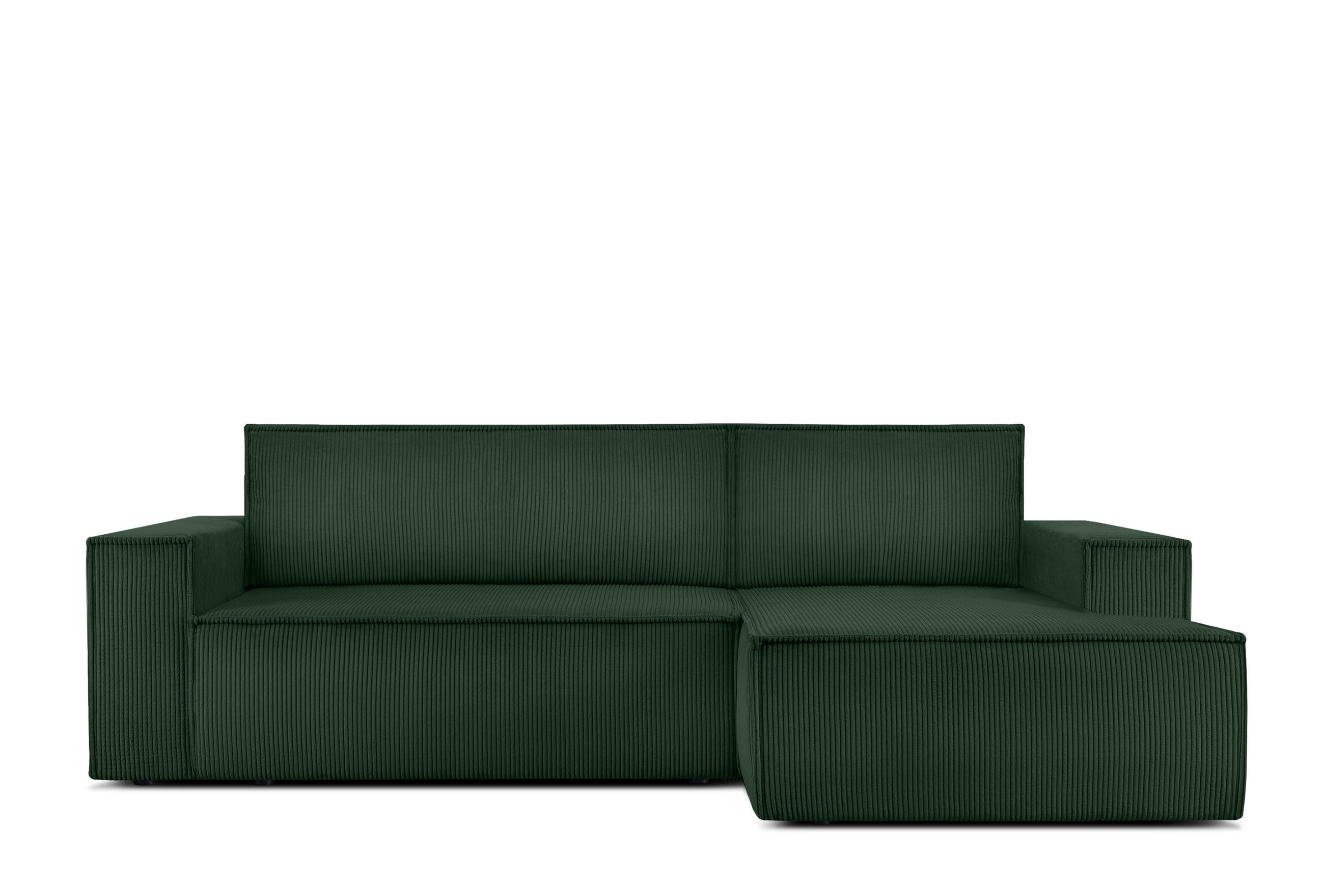 ECKSCHLAFSOFA-RECHTS NAPI in Pet Friendly Cord-Stoff, dunkelgrün - Dunkelgrün/Schwarz, Textil (262/148cm) - KONSIMO®