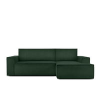 ECKSCHLAFSOFA-RECHTS NAPI in Pet Friendly Cord-Stoff, dunkelgrün - Dunkelgrün/Schwarz, Textil (262/148cm) - KONSIMO®