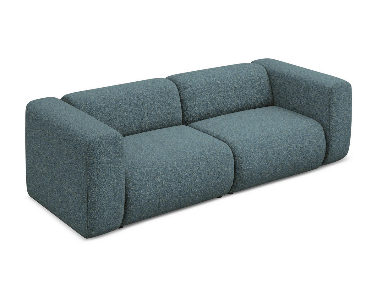 3-SITZER SOFA Strukturstoff Stoff Blau - Blau/Blaugrau, Kunststoff/Textil (228/70/89cm) - Makamii