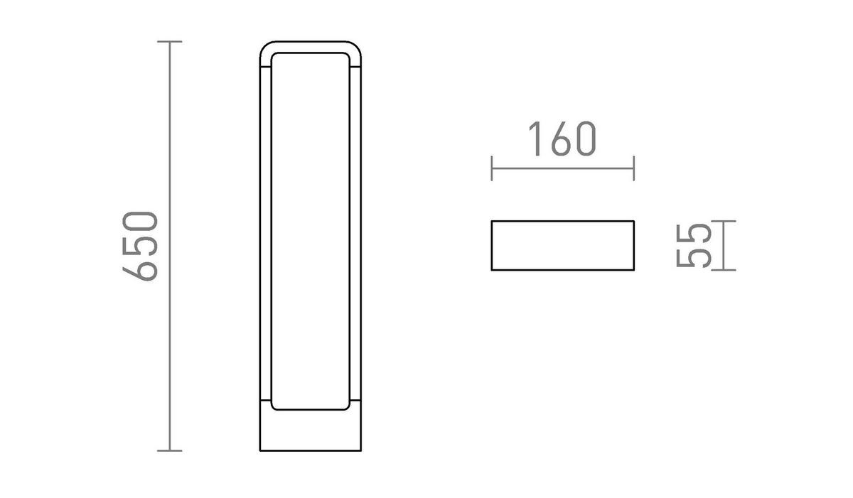 AUSSENLEUCHTE BONN 65 Schwarzgrau 7 W IP65 - Schwarz, Metall (58/164/65cm) - Rendl