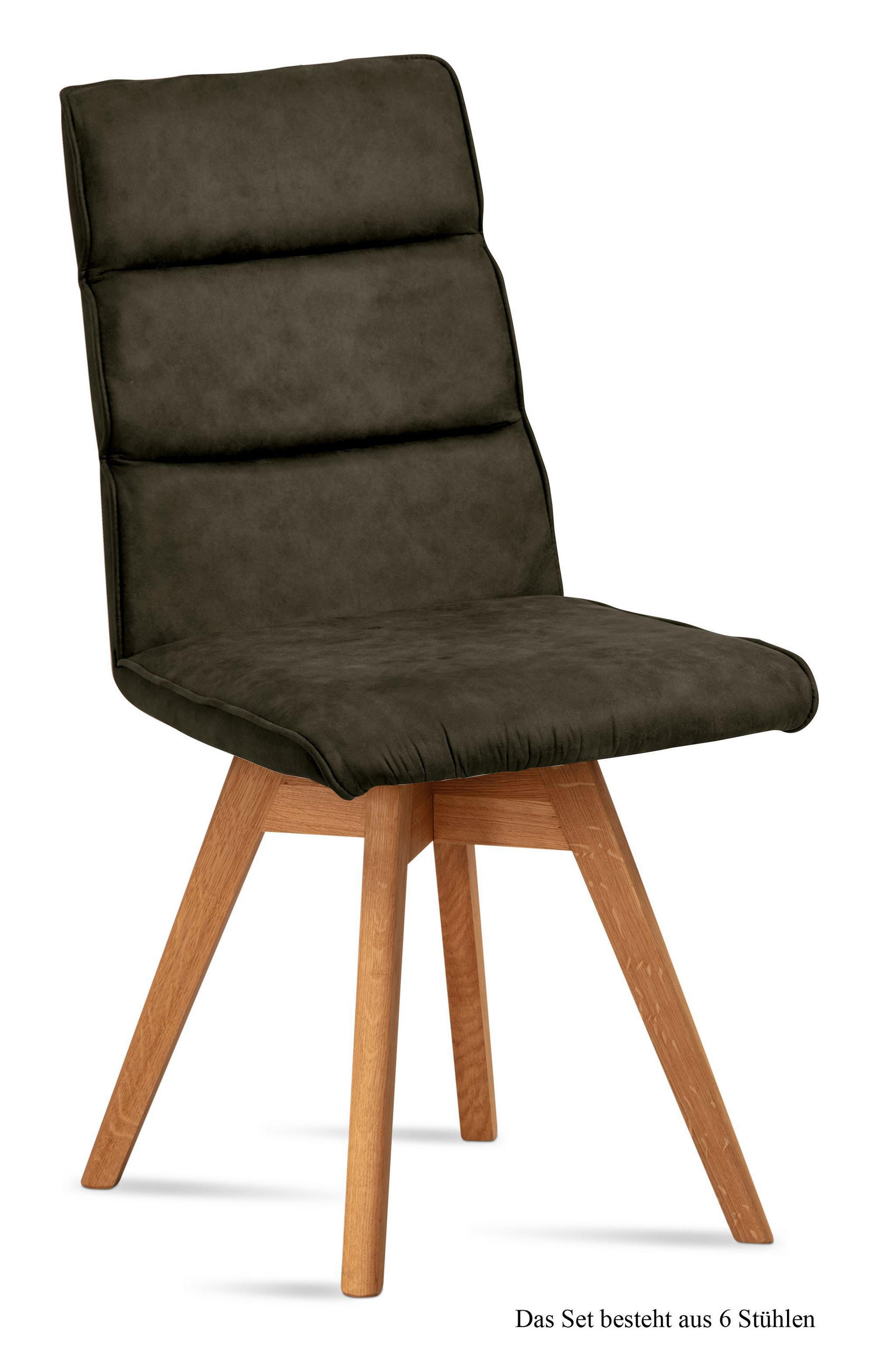 ESSZIMMERSTUHL drehbar (6er-Set) Doris 47x92x60 Eiche geölt/Khaki - Dunkelgrün/Eichefarben, Kunststoff (60/92/47cm) - 58aufmkessel