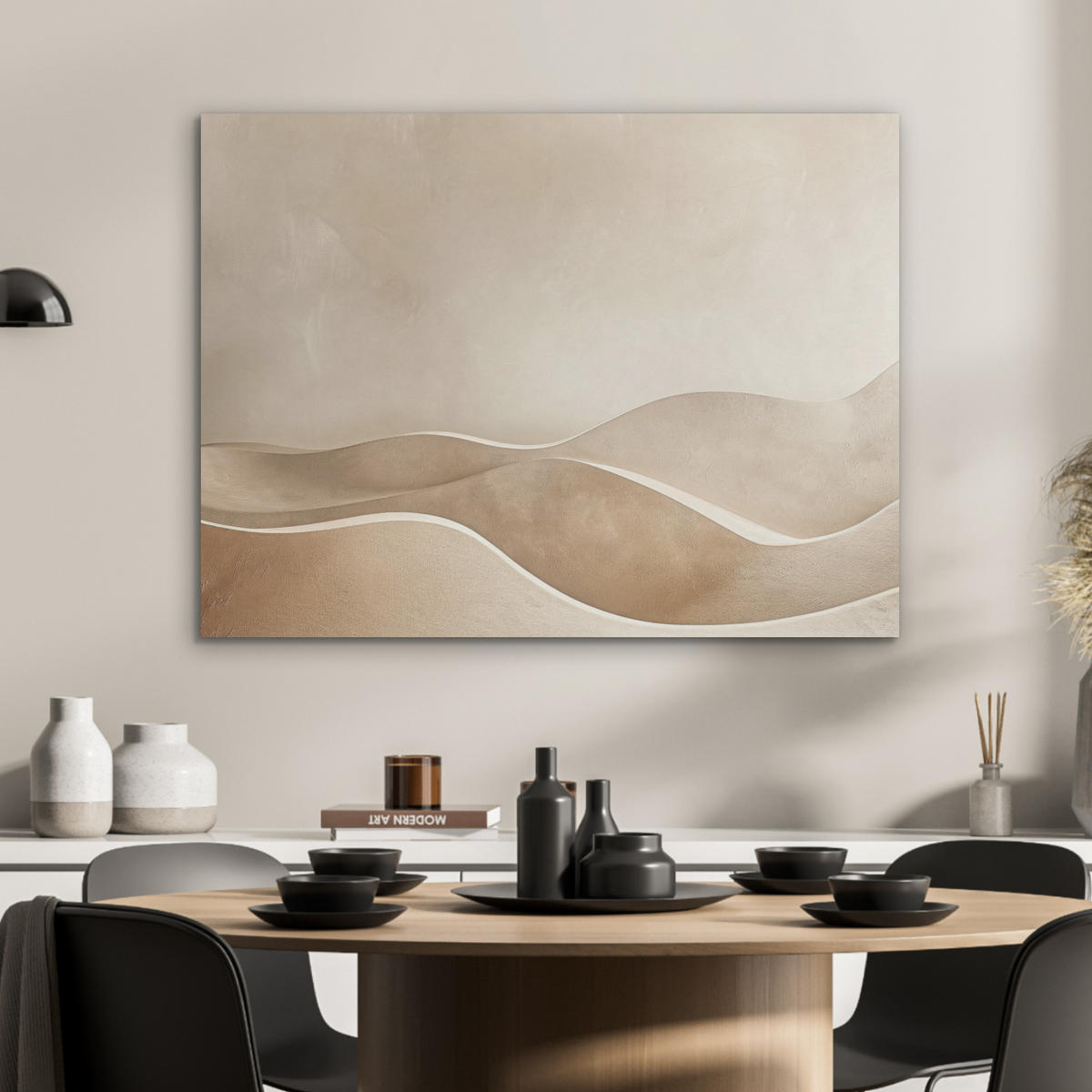 AKUSTIKPANEEL Beige - Natur - Abstrakt - Modern 80x60 cm - Beige, Textil (80/0.9/60cm) - MuchoWow