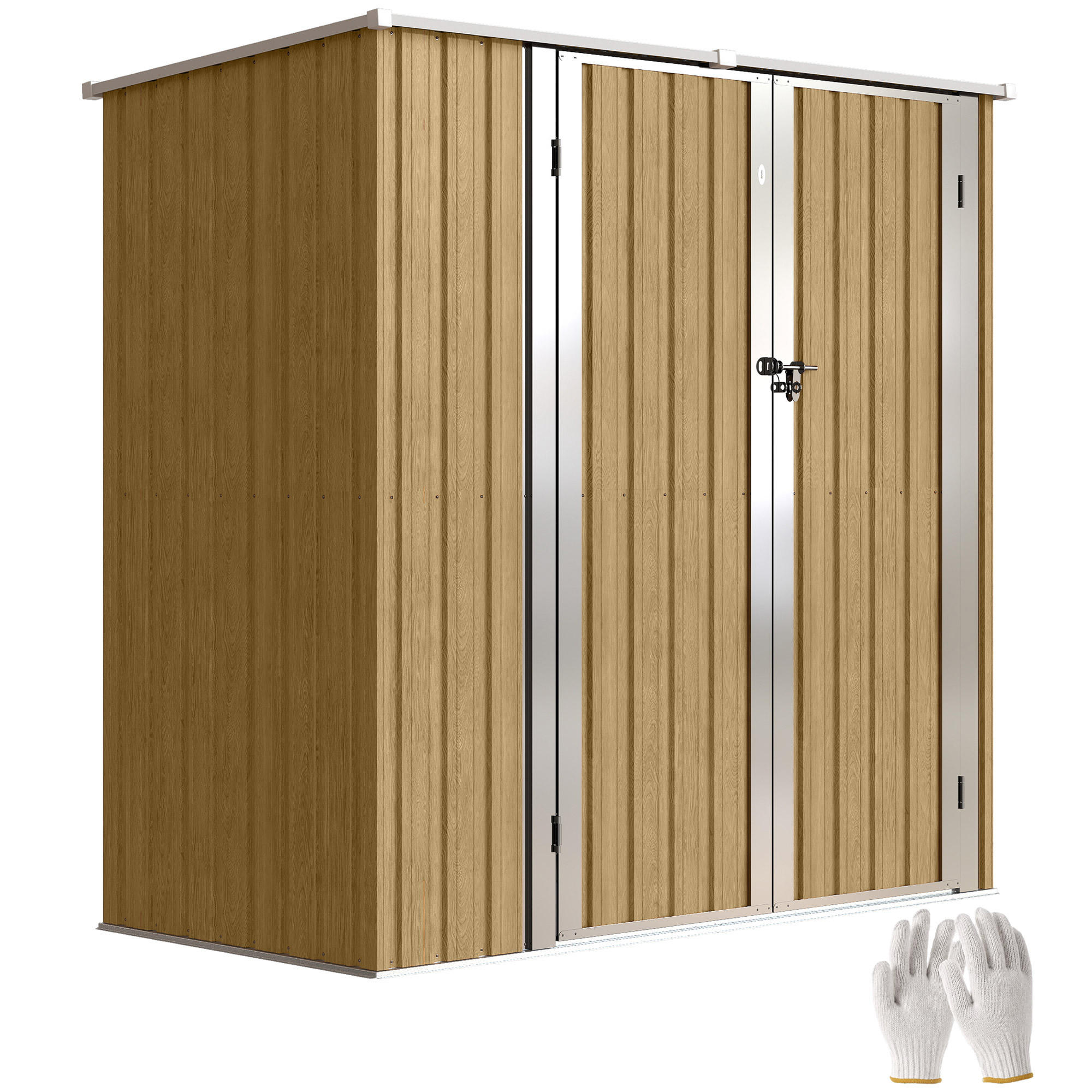 GARTENHAUS 1,37 m² ,Türen mit Riegeln und braunen Griffen,163 x 89 x 163 cm - Braun, Metall (89/163/163cm) - Vallsero