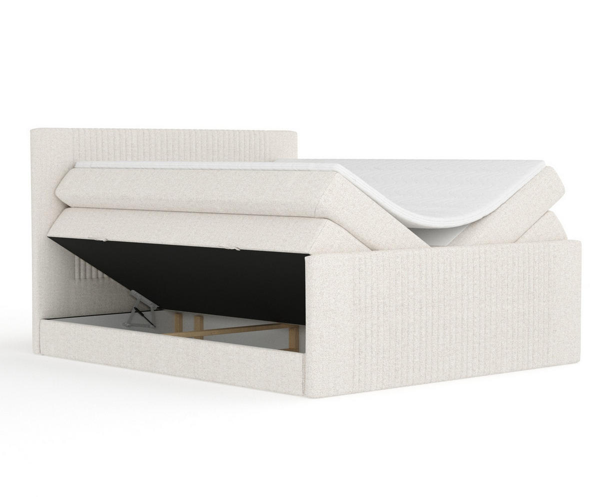 BOXSPRINGBETT Bergamo Beige 160/200 cm - Beige/Schwarz, Holz/Holzwerkstoff (160/200cm) - Maison de Reve