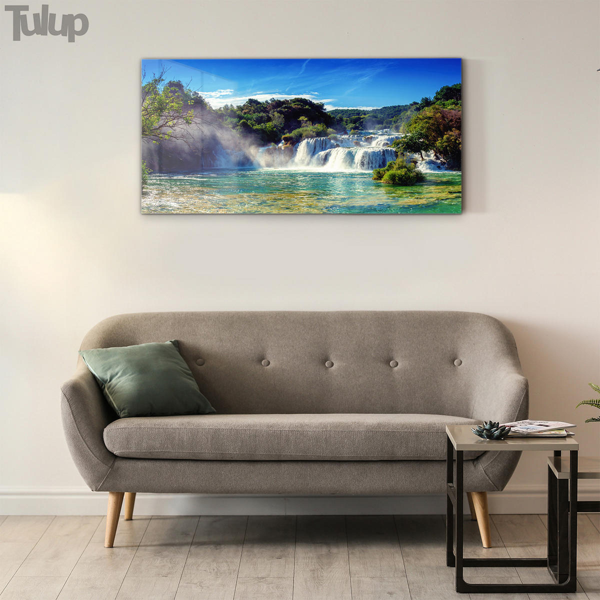 GLASBILD 120x60 cm Panoramalandschaft - Jadegrün, Glas (120/60cm) - TULUP