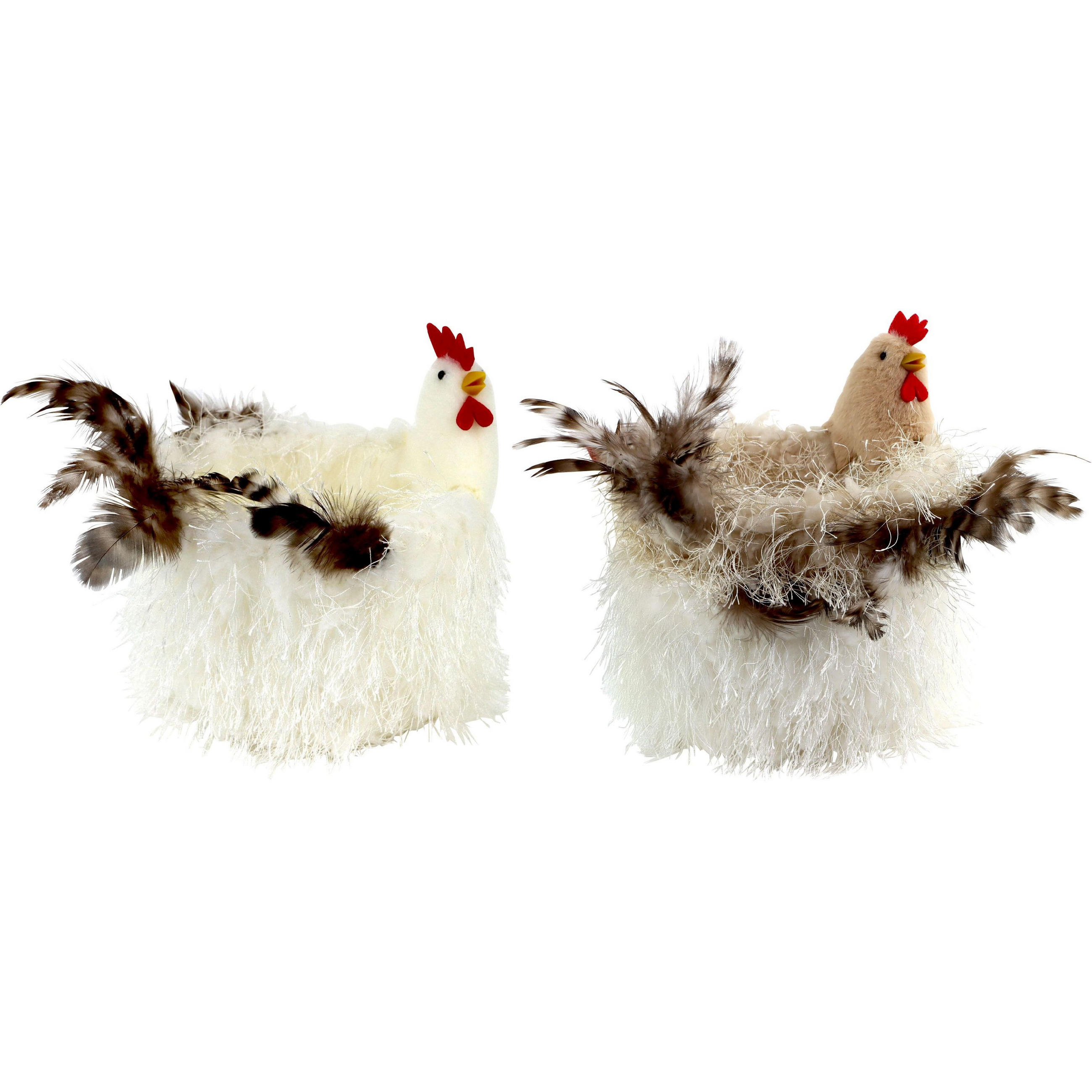 DEKOOBJEKT Cottage Chicken 2er Set 16/16/14 cm - Naturfarben, Textil (16/14/16cm) - FURNARO