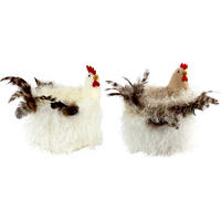 DEKOOBJEKT Cottage Chicken 2er Set 16/16/14 cm - Naturfarben, Textil (16/14/16cm) - FURNARO