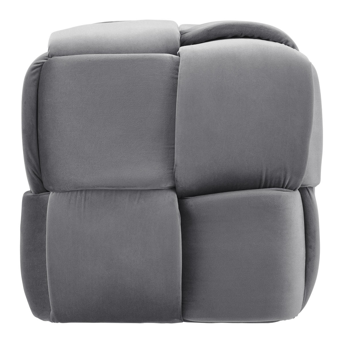 HOCKER Ella Grau Samt - Grau, Holz (47/47/47cm) - Bessagi Home