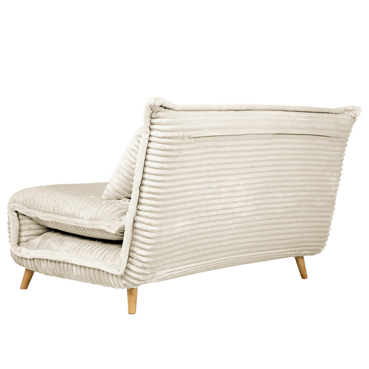 SCHLAFSOFA - Cord / Eiche - Creme, Eiche Hell - Eichefarben/Creme, Eichenholz/Textil (150/87/92cm) - home24