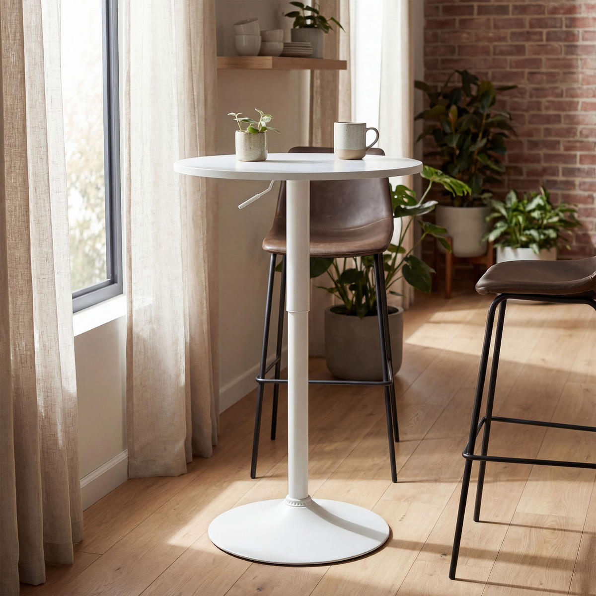 STEHTISCH rund 60 cm Holz Weiß/Weiß - Weiß, Holz/Metall (60/60/85cm) - CLP