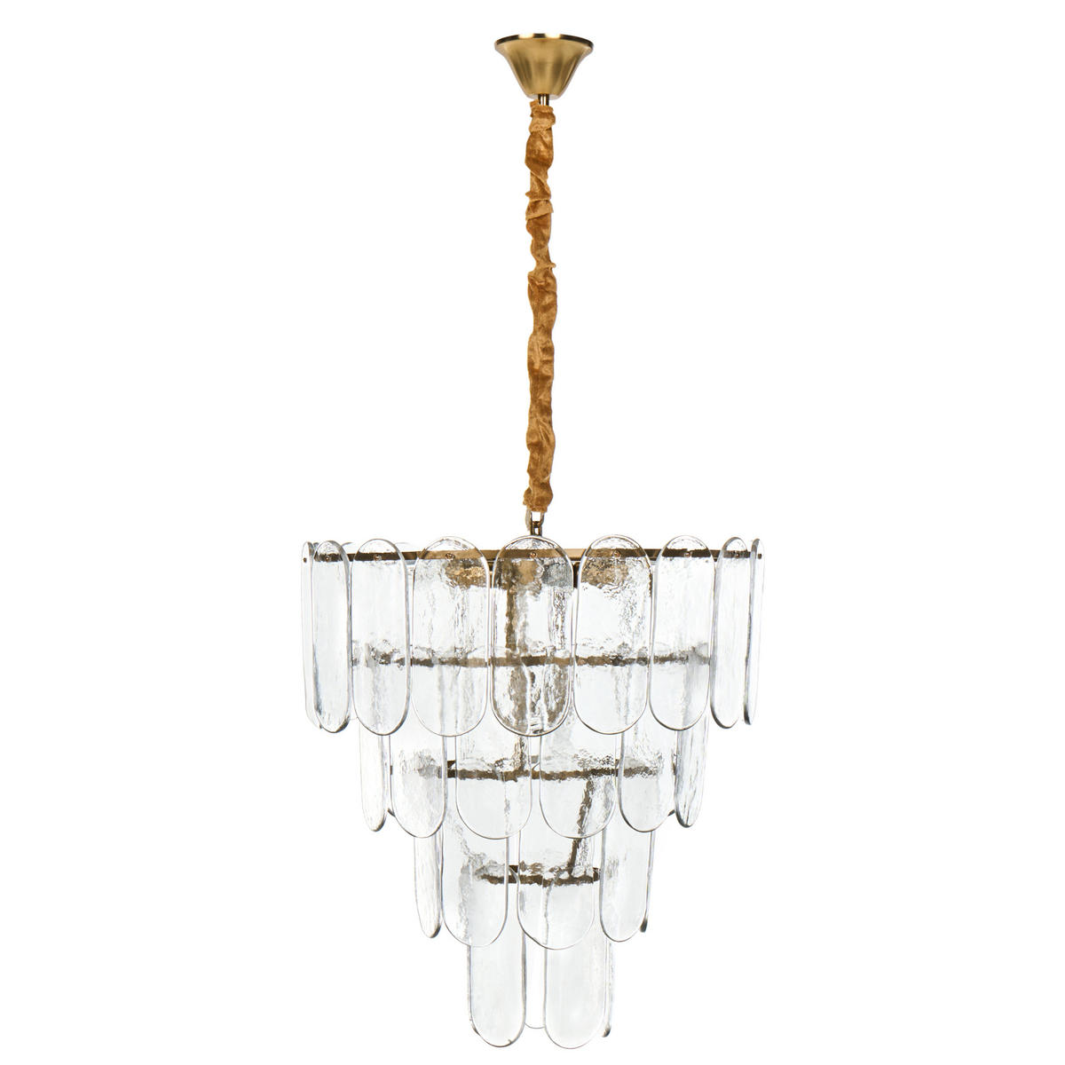 KRONLEUCHTER Glas Messing Caraveli - Transparent/Messingfarben, Glas (48/48/107cm) - Beliani