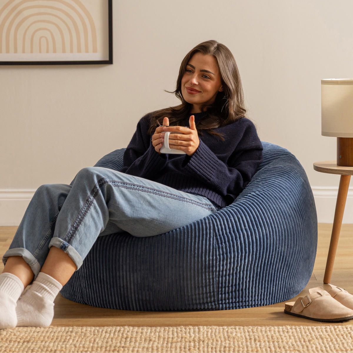 SITZSACK Klassisch Kingston, Cord - Blau, Textil (85/50/85cm) - icon