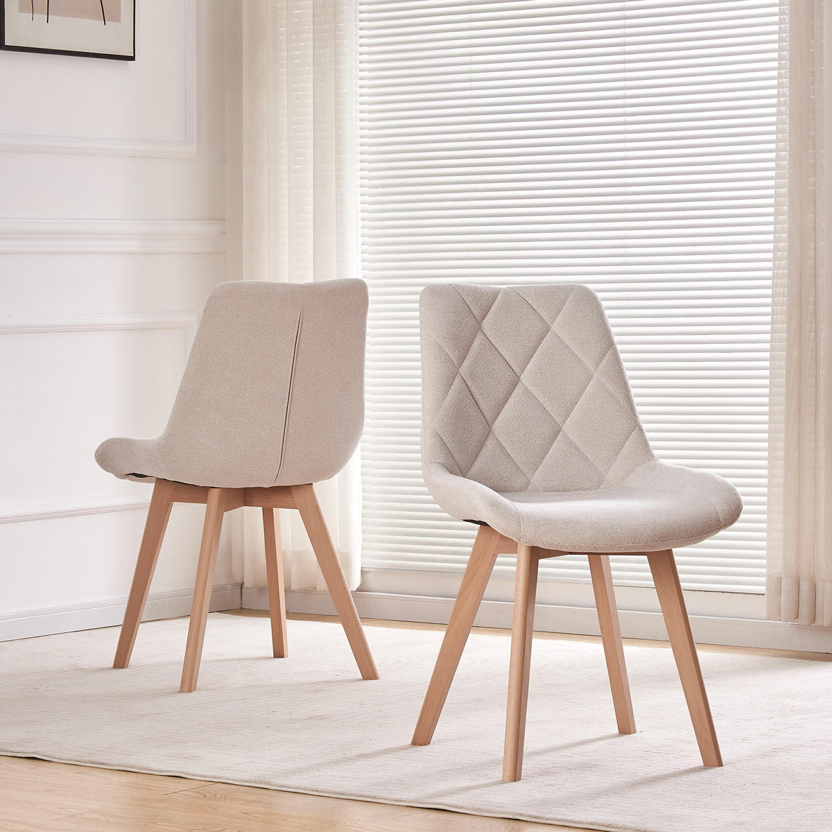 STUHL TANIA Creme 2 Stück - Creme, Holz/Textil (52/88/60cm) - B&D Home