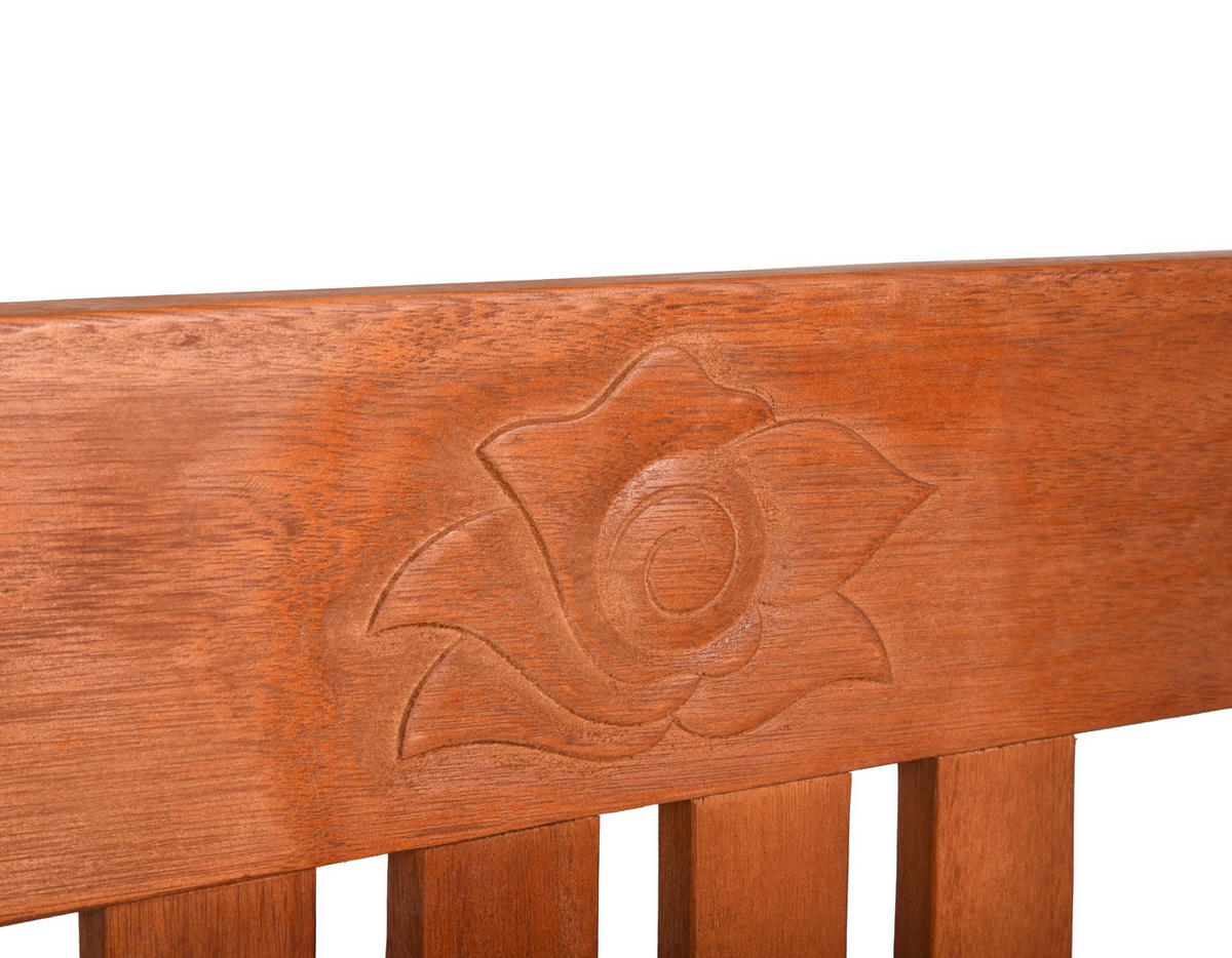 GARTENBANK Lucern 3-Sitzer mit Rose Terrassenbank - Braun, Holz (157/82.5/45cm) - DELUKE