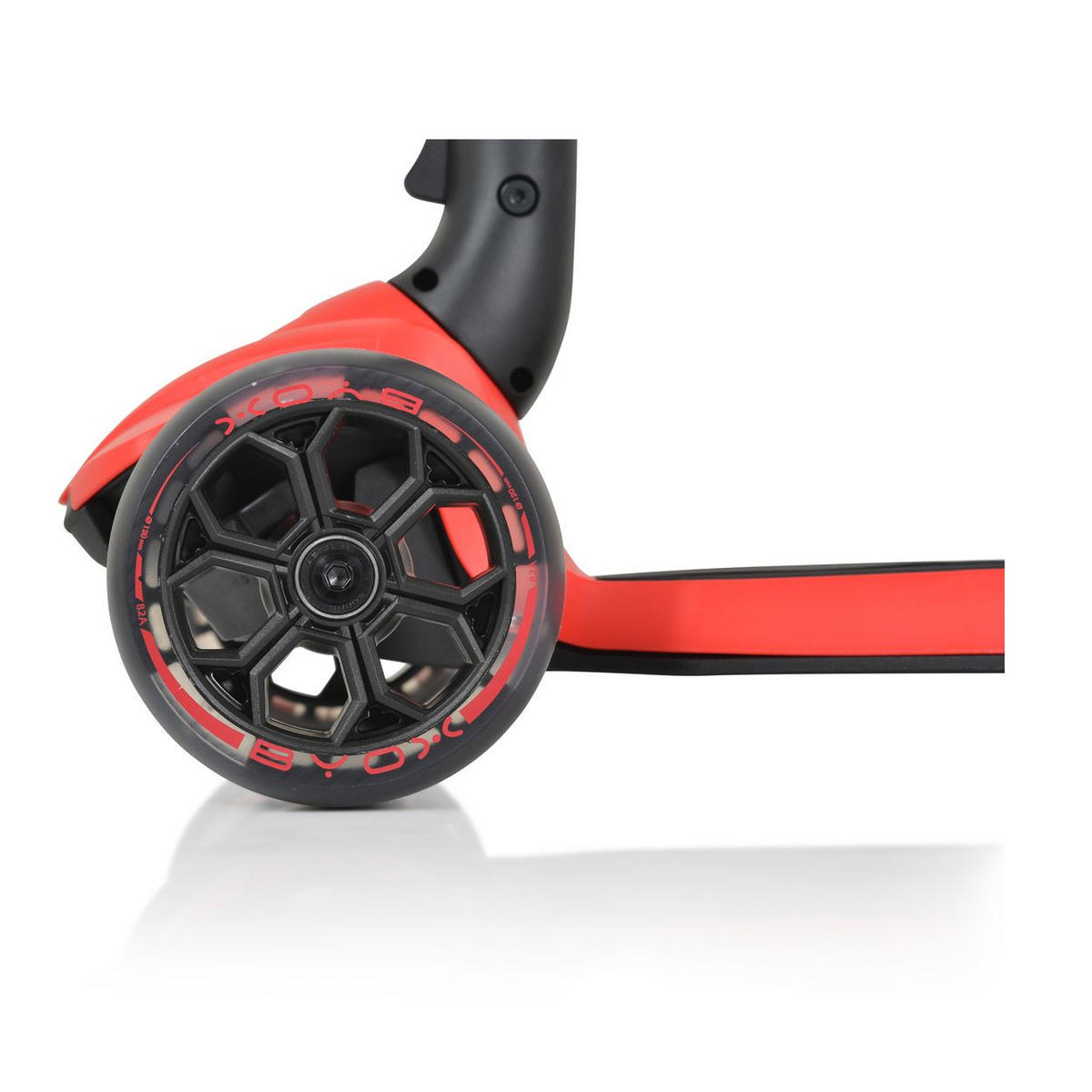 KINDERROLLER Bolt rot 3 PU-Leuchträder, ABEC-9, Aluminium, Schwerkraftlenkung, klappbar - Rot, Metall (59/28/81cm)