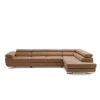ECKSOFA WILD MAXI L Rechts mit Schlaffunktion 125x195 Chenille Braun - Chromfarben/Braun, Holz/Textil (203/350cm) - Muffo
