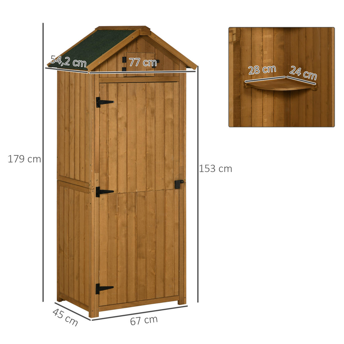 GARTENSCHRANK 77x54x179 cm Holz - Gelb, Holz (77/179/54.2cm) - LEBENLANG