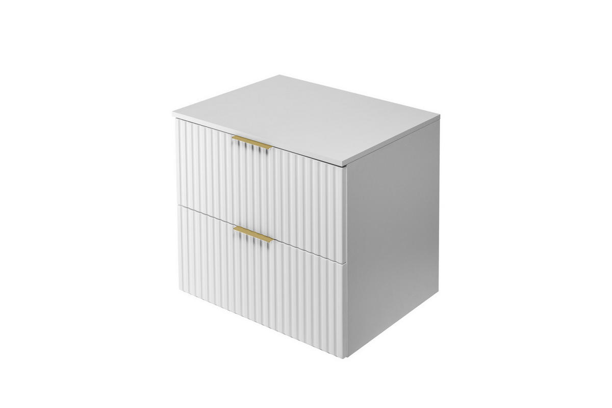 WASCHBECKUNTERSCHRANK, Weiß, 60 x 57 x 46 cm, goldener Griff + Arbeitsplatte - Goldfarben/Weiß, Holzwerkstoff (60/57/46cm) - 3XE LIVING