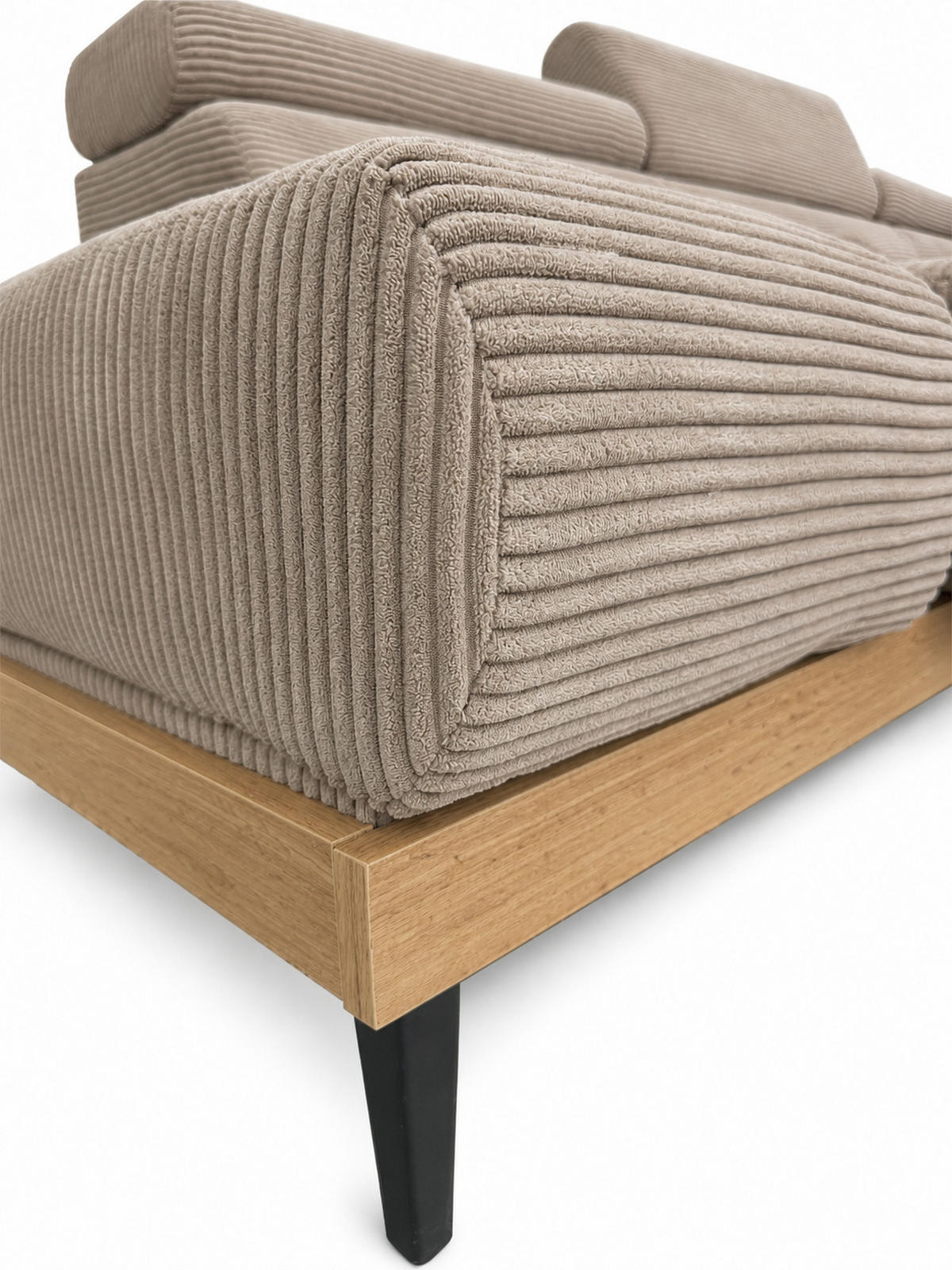 ECKSOFA MONTERO links, Cappuccino, elektr. Sitztiefe & Kopfstützen - Schwarz/Cappuccino, Textil/Metall (316/205cm) - KS Home Concept