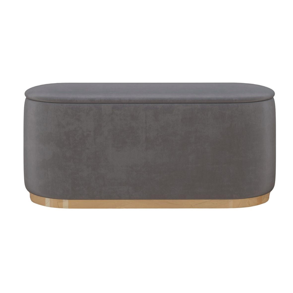 POUF Scarlett mit Stauraum, goldene Basis, 110/47/45 cm, Hellgrau - Goldfarben/Hellgrau, Holzwerkstoff/Textil (110/47/45cm) - Dancan