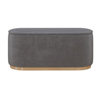 POUF Scarlett mit Stauraum, goldene Basis, 110/47/45 cm, Hellgrau - Goldfarben/Hellgrau, Holzwerkstoff/Textil (110/47/45cm) - Dancan