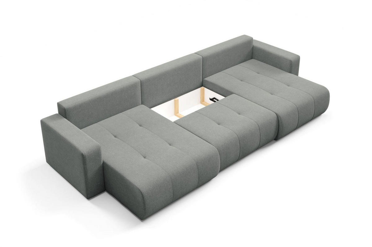 WOHNLANDSCHAFT Augusto - Grau, Holzwerkstoff/Textil (344/82/149cm) - Fun Möbel