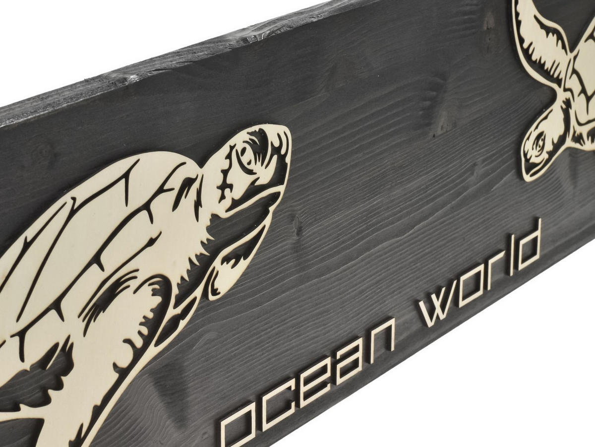 WANDBILD Turtles Holz 80/20 cm - Sandfarben/Braun, Holz (2.5/20cm) - Raumzutaten