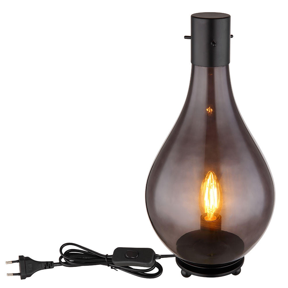 LED TISCHLEUCHTE Glas Rauch Schwarz - Grau, Glas (18/18/35cm) - Globo Lighting