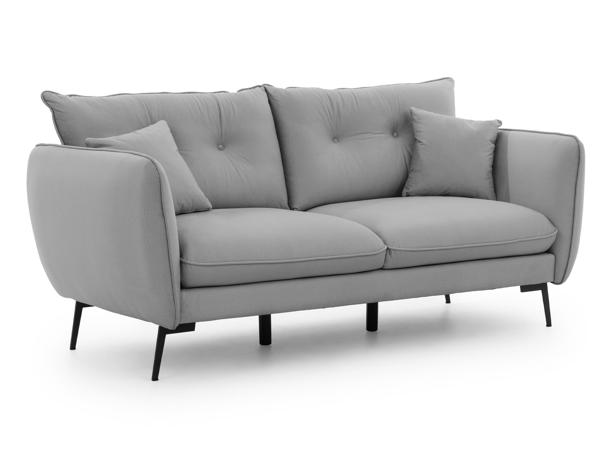 3-SITZER-SOFA Nordloft Hellgrau Samt - Hellgrau/Schwarz, Holz/Textil (204/86/100cm) - S-Style Möbel
