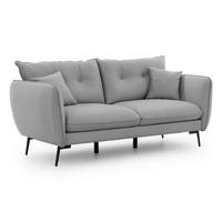 3-SITZER-SOFA Nordloft Hellgrau Samt - Hellgrau/Schwarz, Holz/Textil (204/86/100cm) - S-Style Möbel