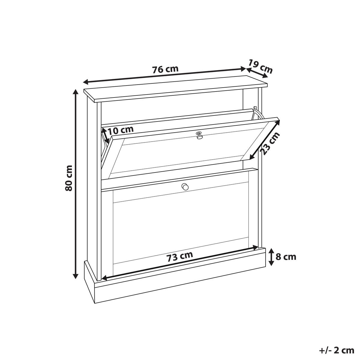SCHUHSCHRANK Weiß Chelan - Silberfarben/Weiß, Holzwerkstoff (76/80/19cm) - Beliani