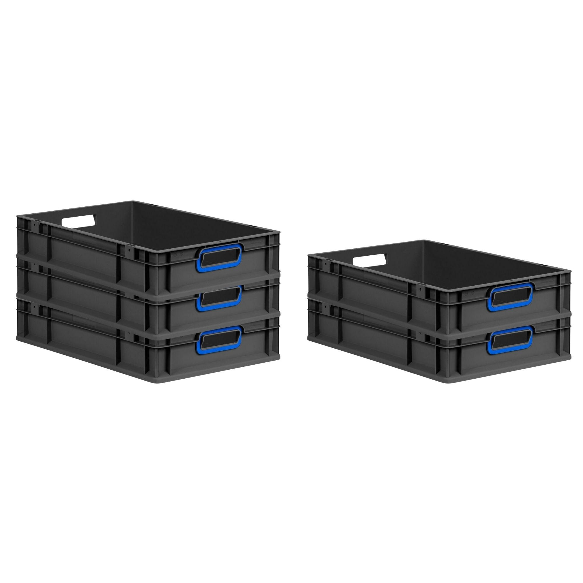 EUROBOX 5x NextGen Color 12x40x60 cm 23 Liter Griffe blau offen, Schwarz - Blau/Schwarz, Kunststoff (40/12/60cm) - PROREGAL