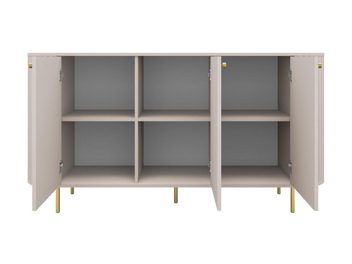 KOMMODE mit 3 Türen japandi beige OVI - Beige, Holzwerkstoff (165/85/42cm) - Compleo24