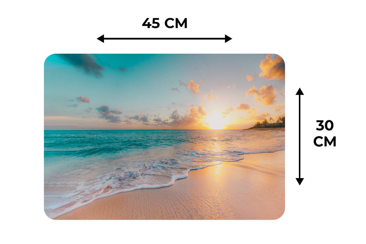 PLATZSETS 6er-Set Sonnenuntergang - Strand - Meer - Sommer - Blau 45x30 cm - Türkis, Kunststoff (0.3/45/30cm) - MuchoWow